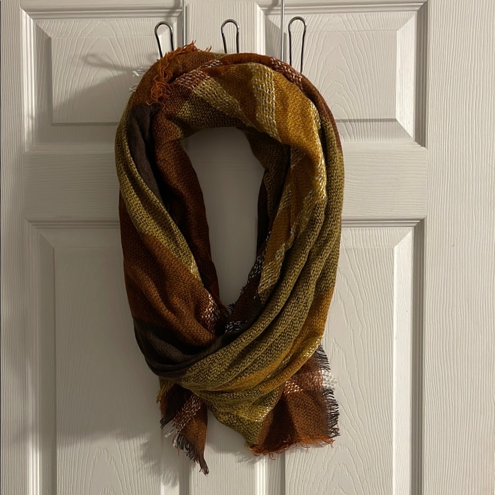 Brown and Yellow Plaid Scarf